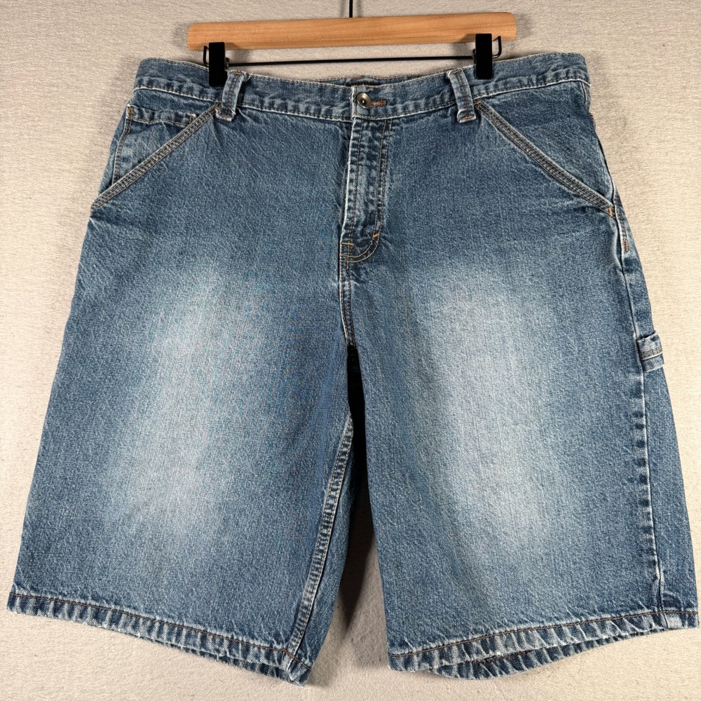 Old Navy Loose Painter Denim Shorts Mens 36 Blue Carpenter Utility Workwear 90s